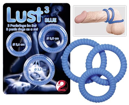 Lust three kroužky na penis - modré