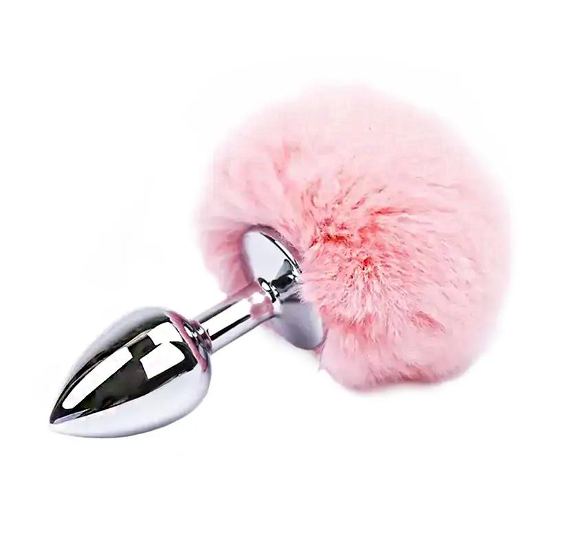 BASIC X Quentin kovový anální kolík s  ocáskem růžový - Obrázek 4