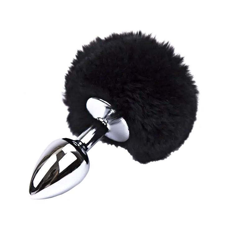 BASIC X Quentin kovový anální kolík s ocáskem černý