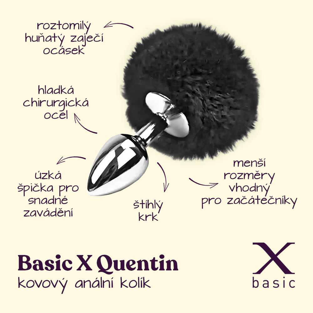 BASIC X Quentin kovový anální kolík s  ocáskem černý - Image 2