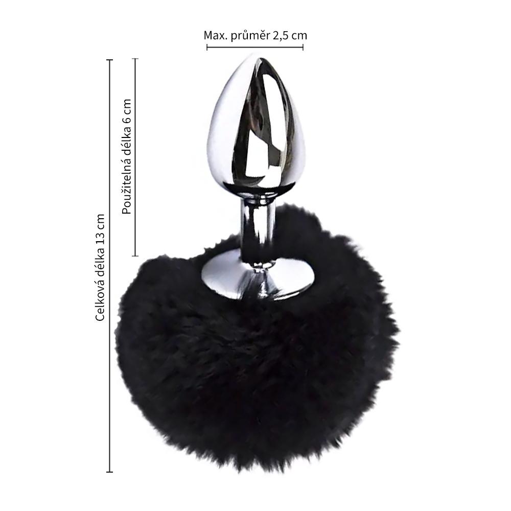 BASIC X Quentin kovový anální kolík s ocáskem černý