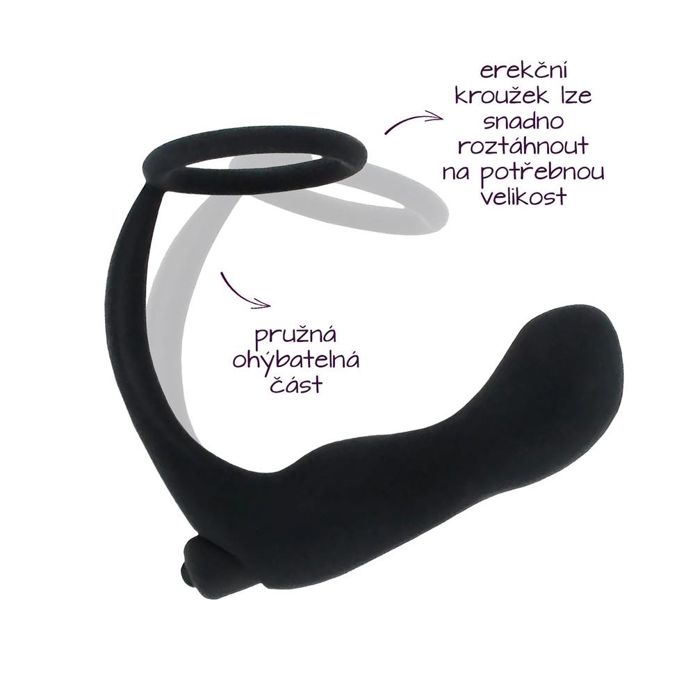 BASIC X vibrační anální kolík s erekčním kroužkem