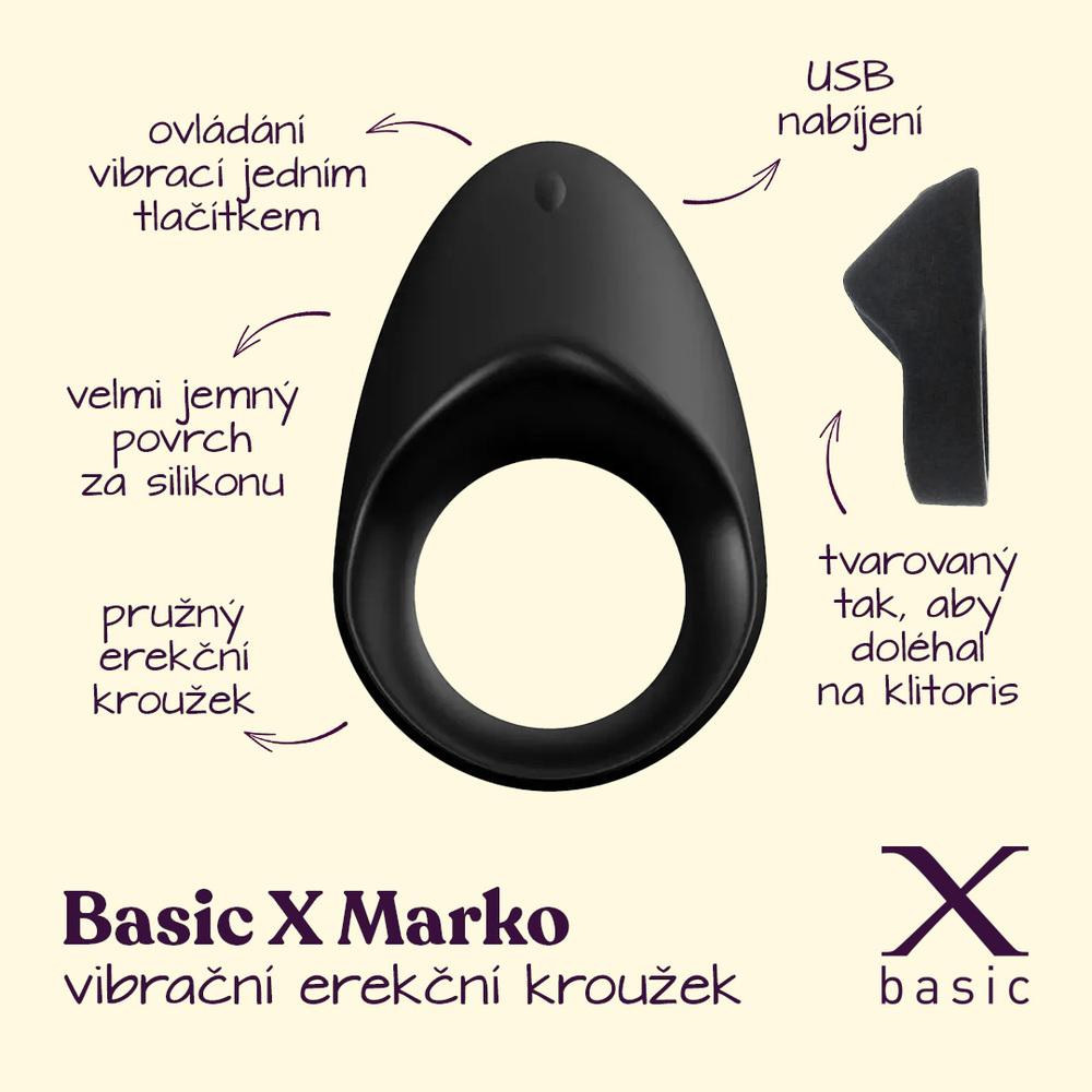 BASIC X Marko erekční kroužek vibrační černý - Image 2