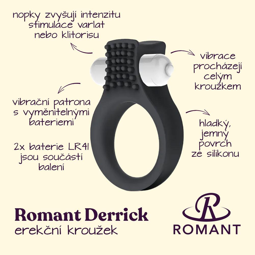 Romant Derrick erekční kroužek s vibrační patronou černý - Image 2
