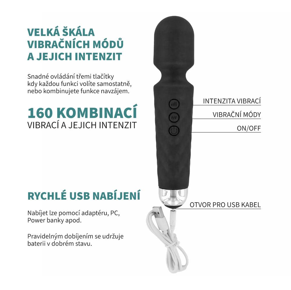 BASIC X masážní hlavice dobíjecí černá - Obrázek 5