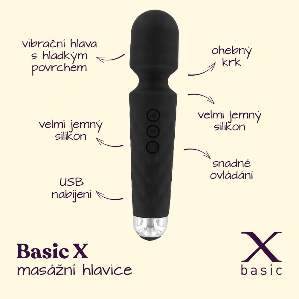 BASIC X masážní hlavice dobíjecí černá - Obrázek 2