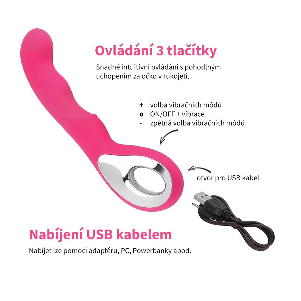 BASIC X vibrátor s rukojetí růžový