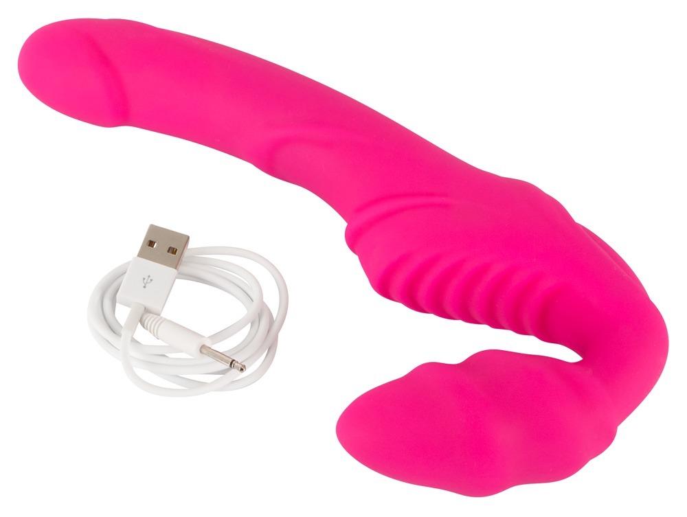 Strapless strap-on Vibrátor - růžový - Obrázek 5
