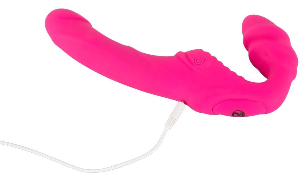 Strapless strap-on Vibrátor - růžový - Obrázek 6