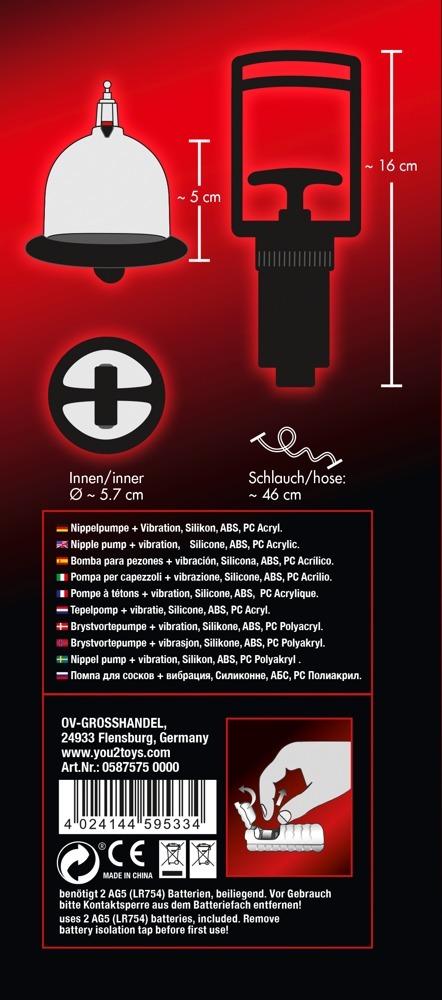 Bad Kitty vakuová pumpa na bradavky s vibračními patronami