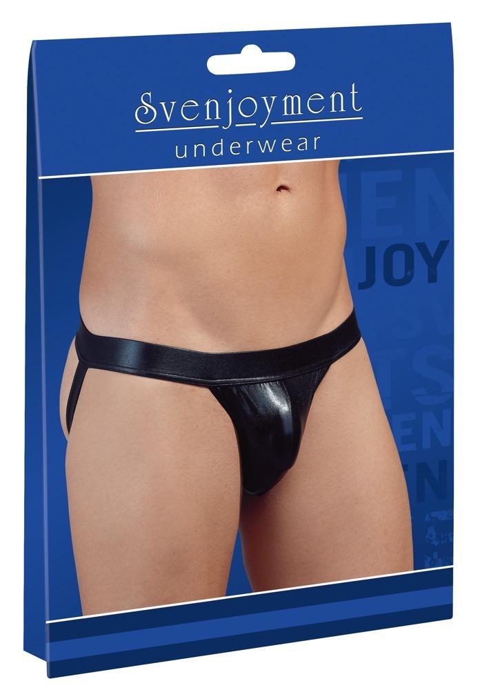 Svenjoyment Pánské lesklé slipy s mokrým efektem - černé: S - Image 6