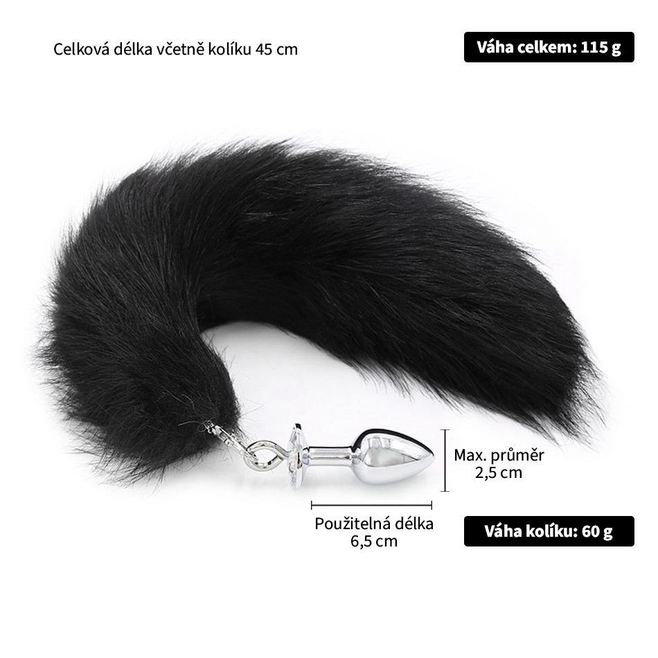 BASIC X kovový anální kolík s odepínatelným ocasem černý