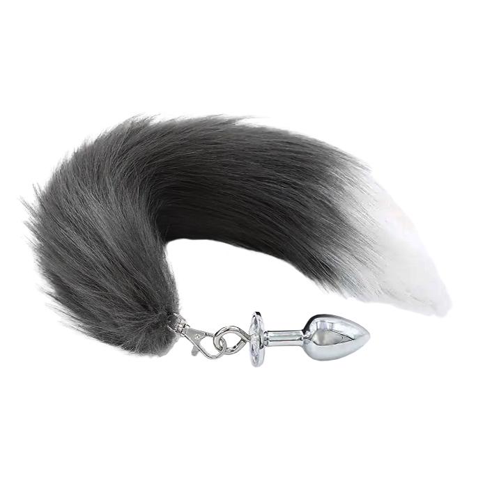 BASIC X kovový anální kolík s odepínatelným ocasem šedý - Obrázek 4