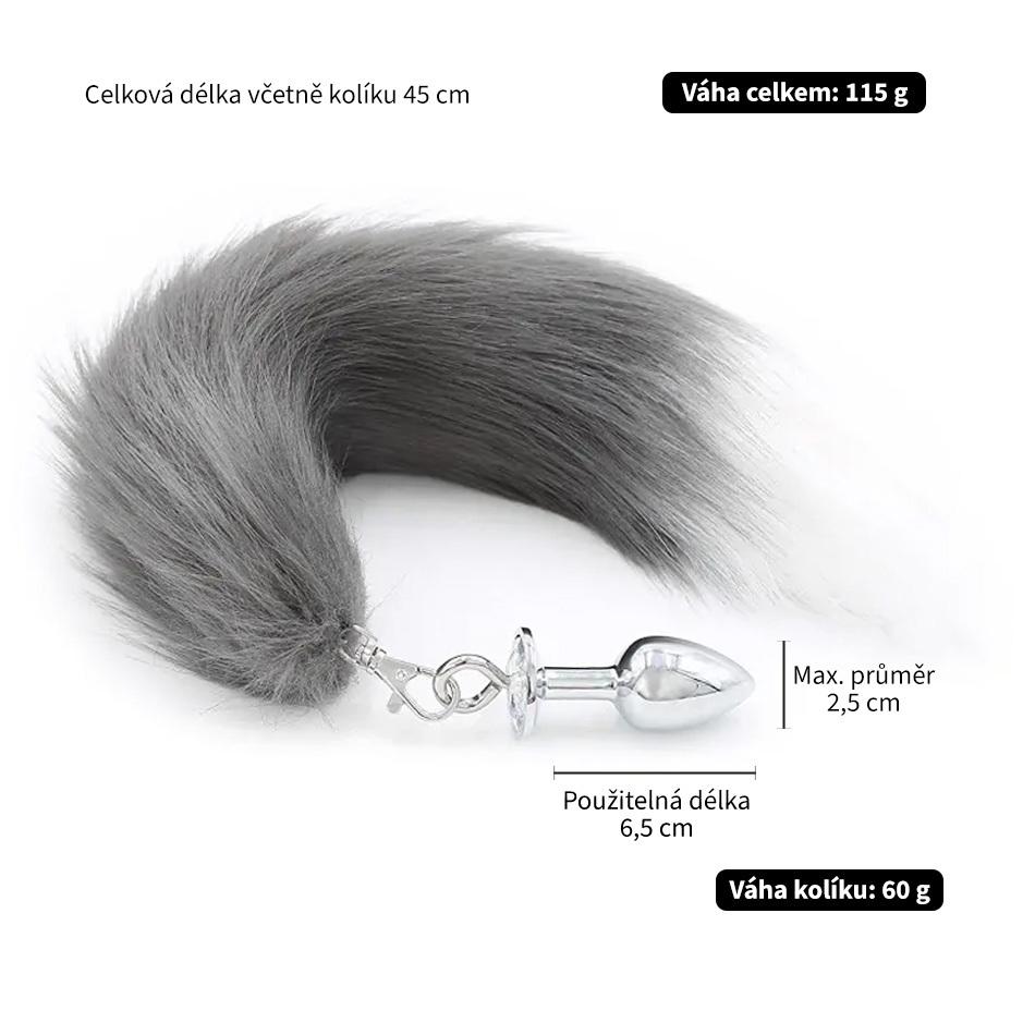 BASIC X kovový anální kolík s odepínatelným ocasem šedý - Obrázek 3