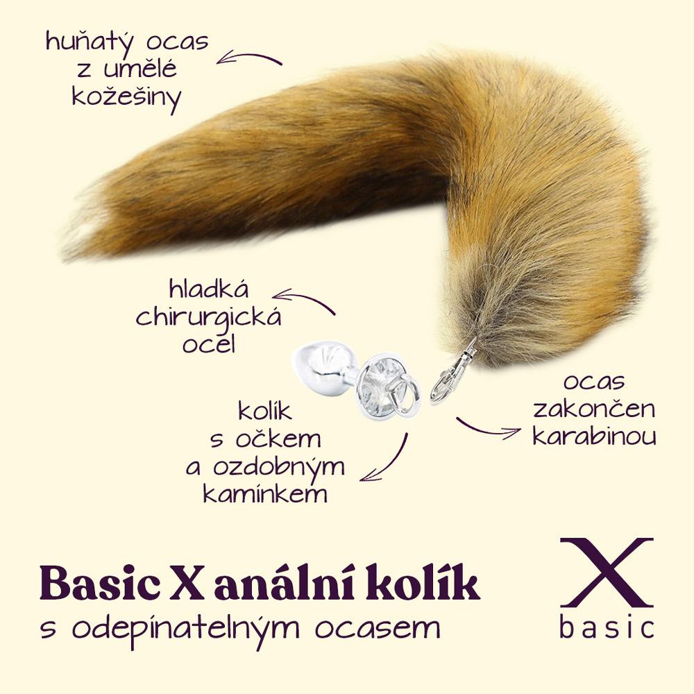 BASIC X kovový anální ocas - anální kolík s odepínatelným ocasem hnědý - Image 2