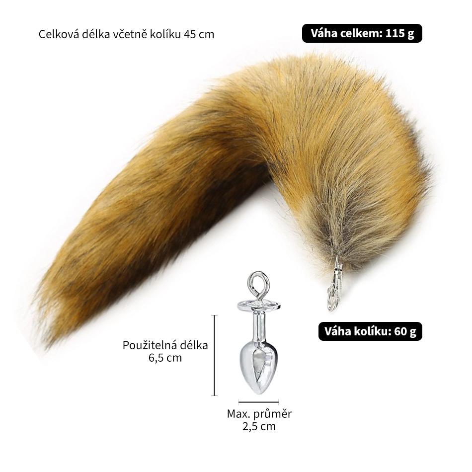 BASIC X kovový anální ocas – anální kolík s odepínatelným ocasem hnědý