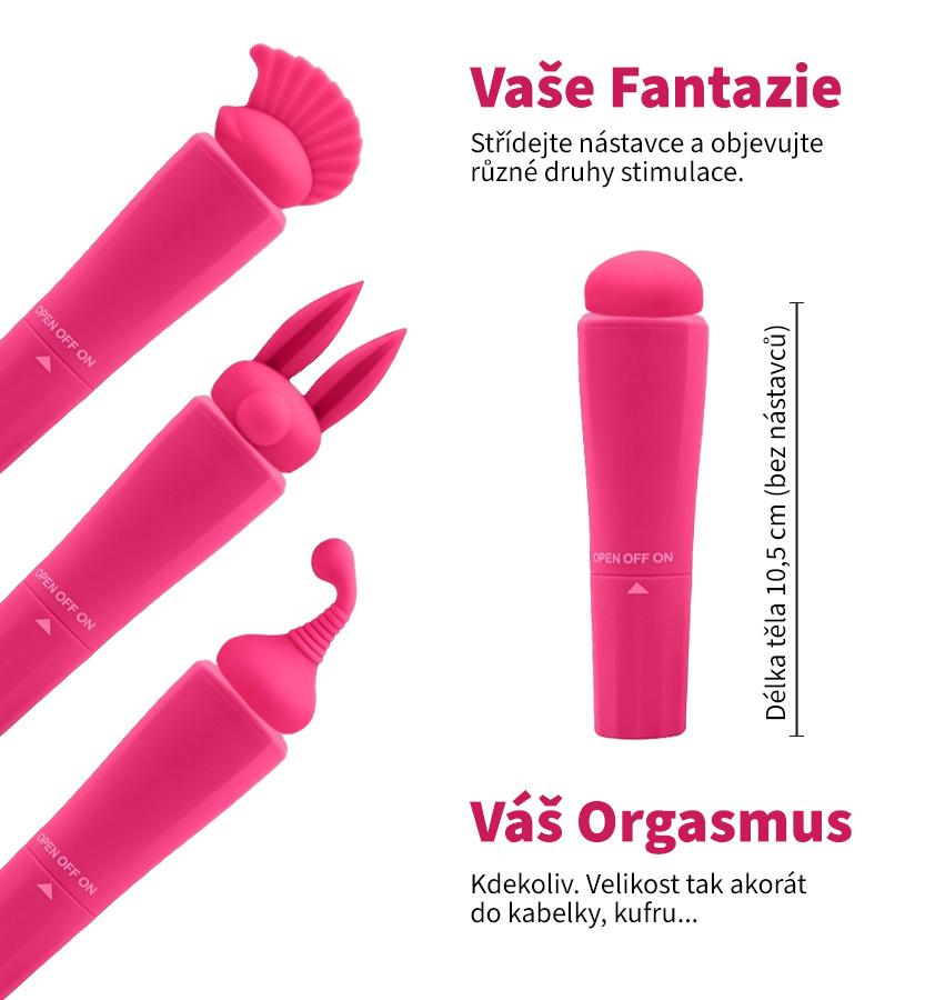 Sweet Breez Vibrátor na klitoris s nástavci růžový