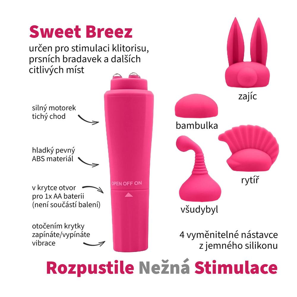 Sweet Breez Vibrátor na klitoris s nástavci růžový - Obrázek 2
