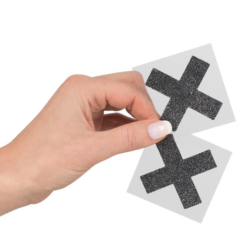 Titty Sticker Ozdoby na bradavky křížky - černé - Obrázek 2