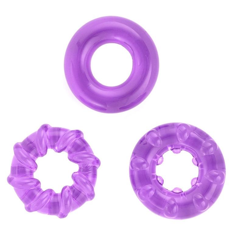 Erekční kroužky nevibrační 3 ks fialové