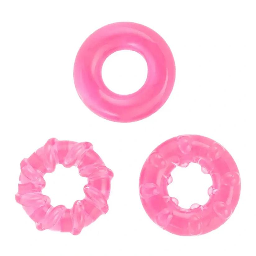 Erekční kroužky nevibrační 3 ks růžové