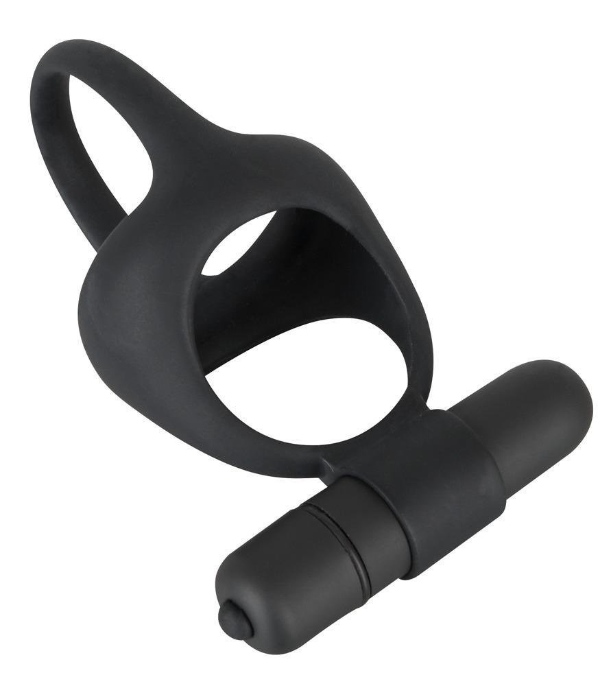 Black Velvets vibrační erekční kroužek s návlekem na varlata - Image 2