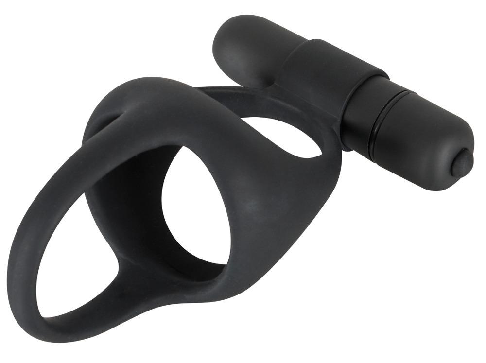 Black Velvets vibrační erekční kroužek s návlekem na varlata - Image 3