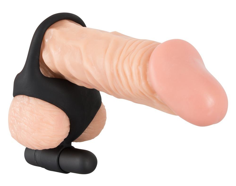 Black Velvets vibrační erekční kroužek s návlekem na varlata - Image 6
