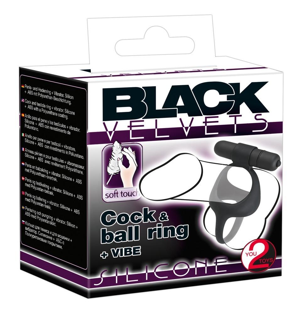 Black Velvets vibrační erekční kroužek s návlekem na varlata - Image 7