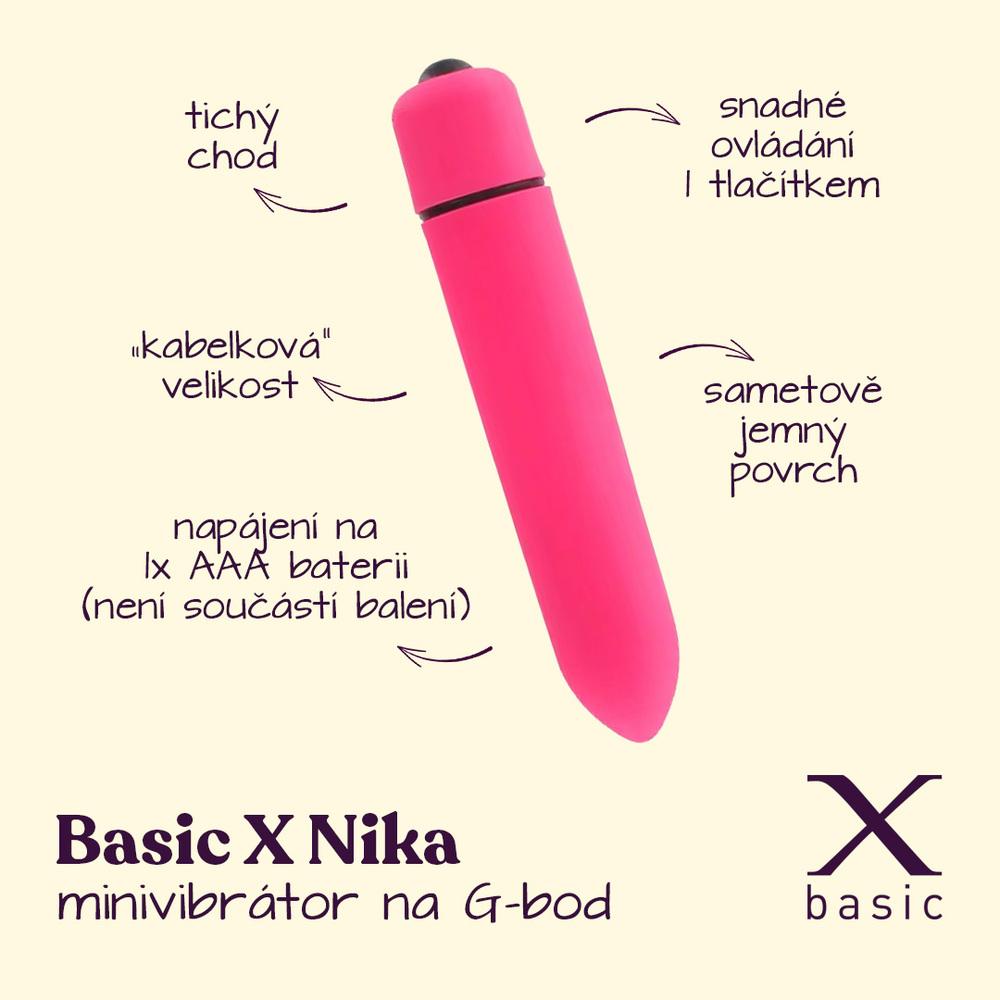 BASIC X  Sharp Bullet minivibrátor růžový - Obrázek 2