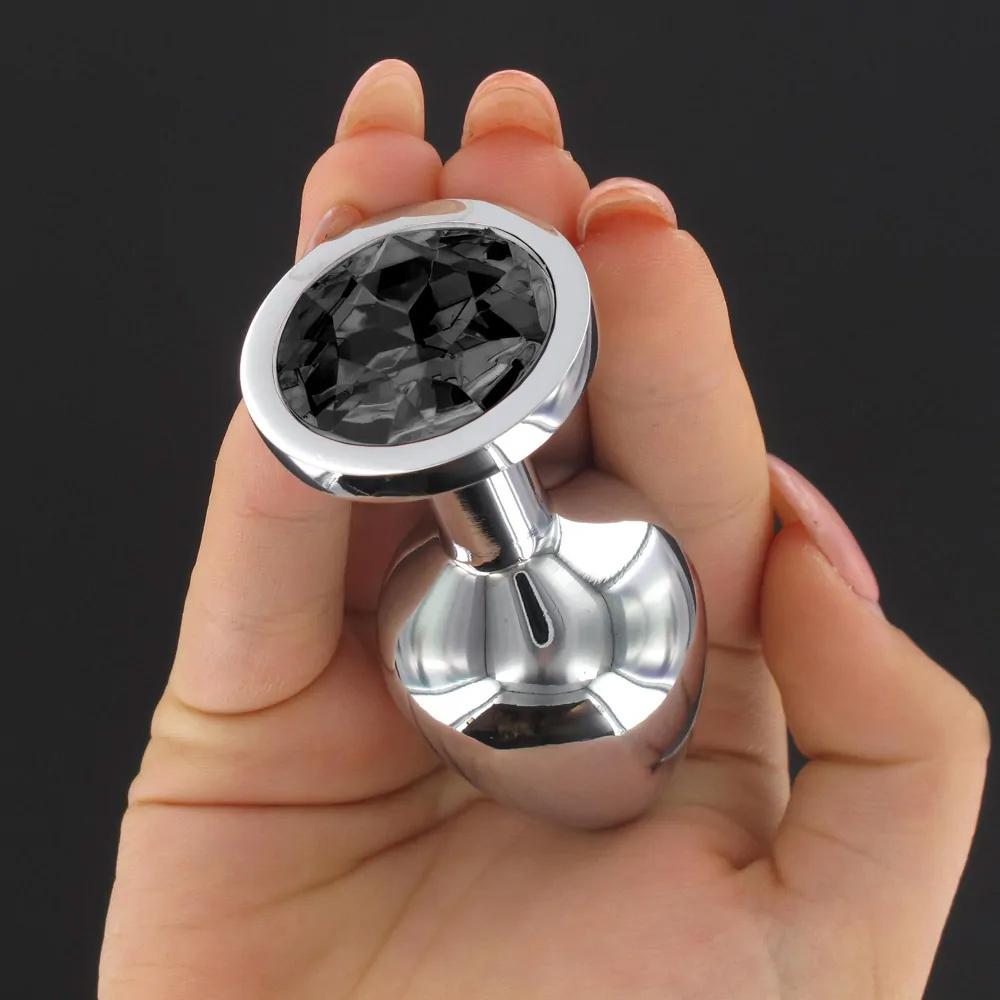 BASIC X Tommy kovový anální kolík s černým kamínkem