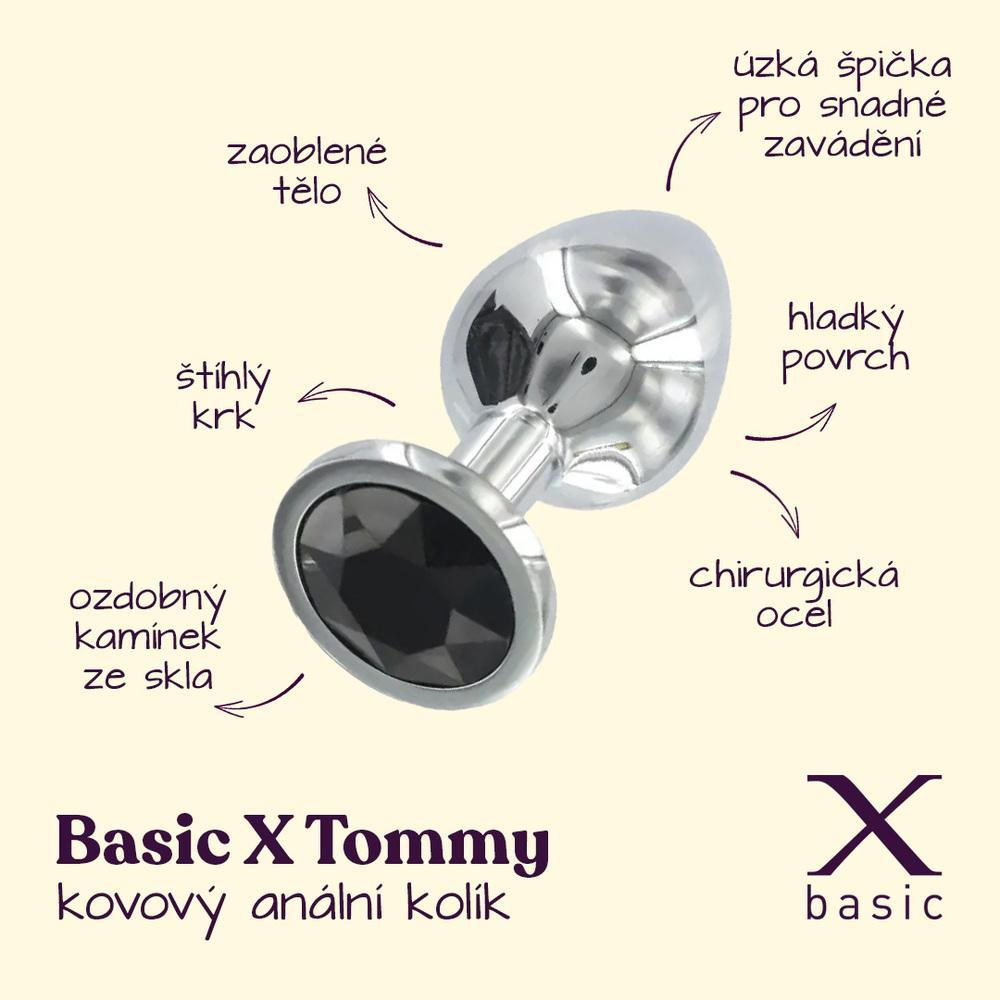BASIC X Tommy kovový anální kolík s černým kamínkem - Obrázek 2