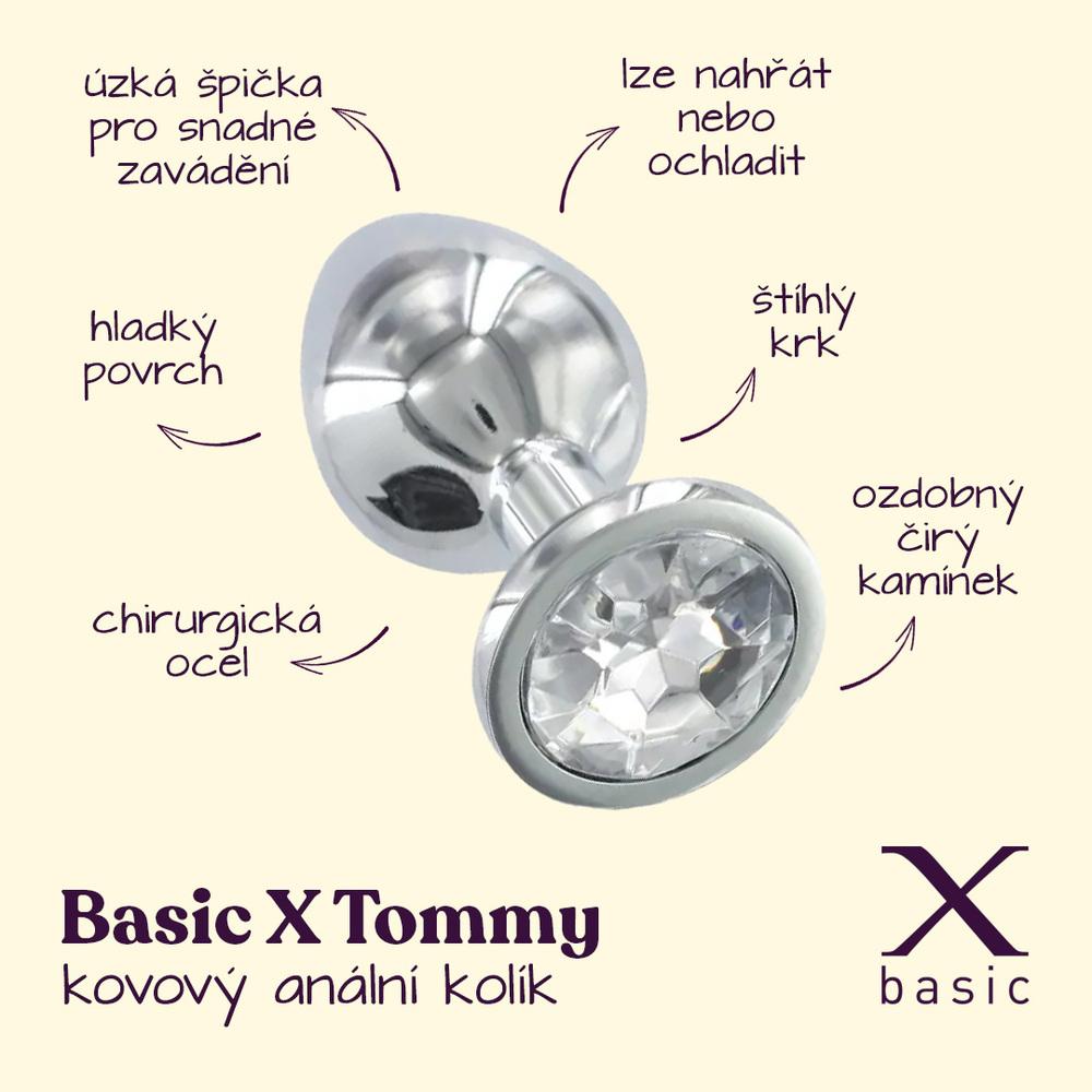 BASIC X Tommy kovový anální kolík s čirým kamínkem - Image 2