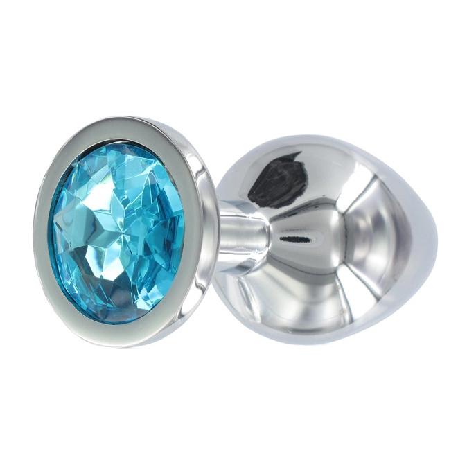 BASIC X Tommy kovový anální kolík s modrým kamínkem