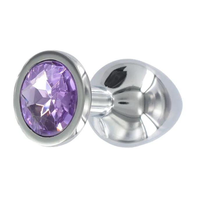 BASIC X Tommy kovový anální kolík s fialovým kamínkem