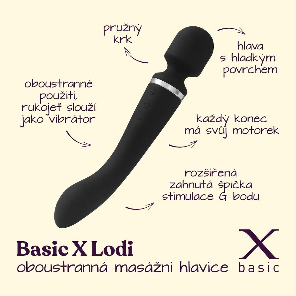 BASIC X LODI oboustranná masážní hlavice 2v1 černá - Image 2