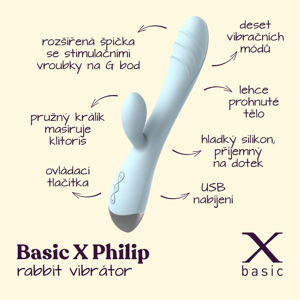 BASIC X Philip rabbit vibrátor modrý - Obrázek 2