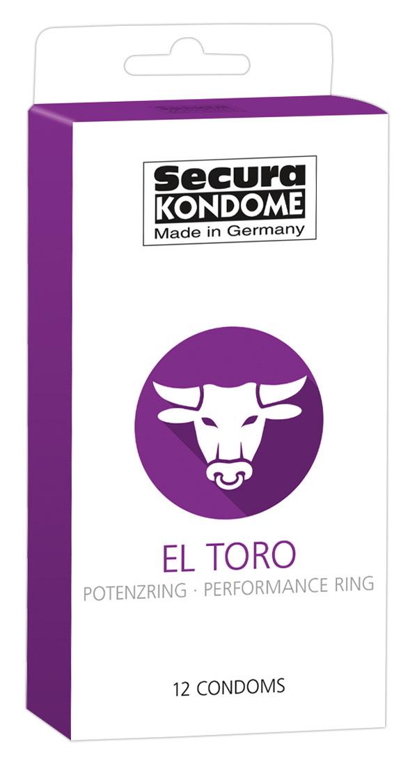 Secura kondomy El Toro s erekčním kroužkem 12 ks