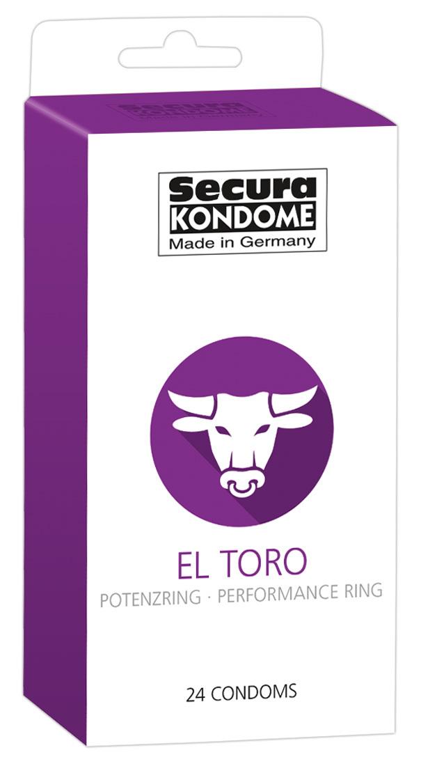 Secura kondomy El Toro erekčním kroužkem 24 ks