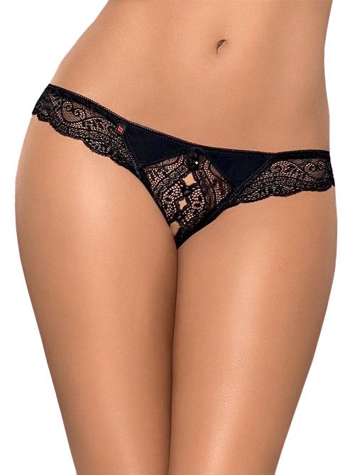 Obsessive tanga otevřená Miamor: L/XL černá