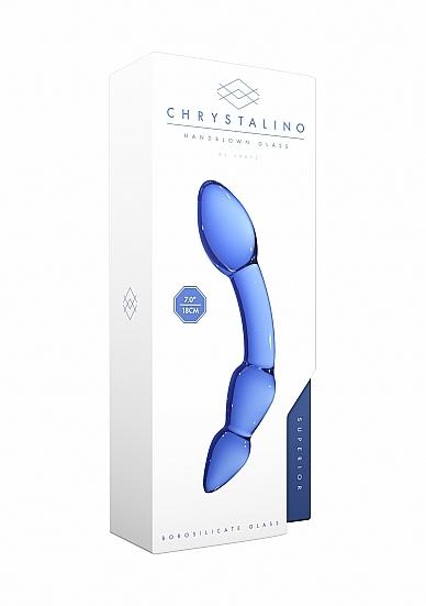 Chrystalino Superior Skleněné dildo oboustranné – modré