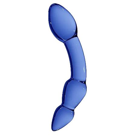 Levně Chrystalino Superior Skleněné dildo oboustranné - modré