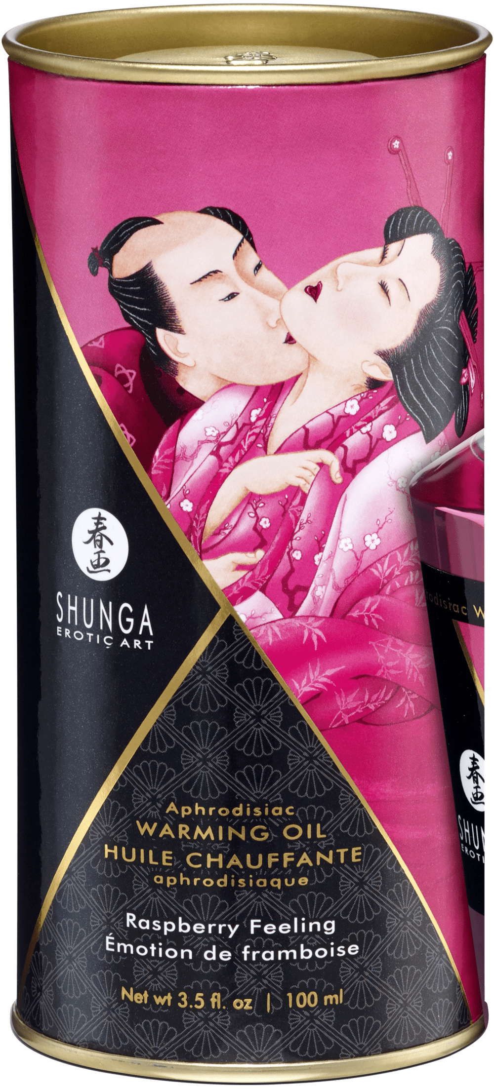 Shunga Hřejivý masážní olej s afrodiziaky – malina 100 ml