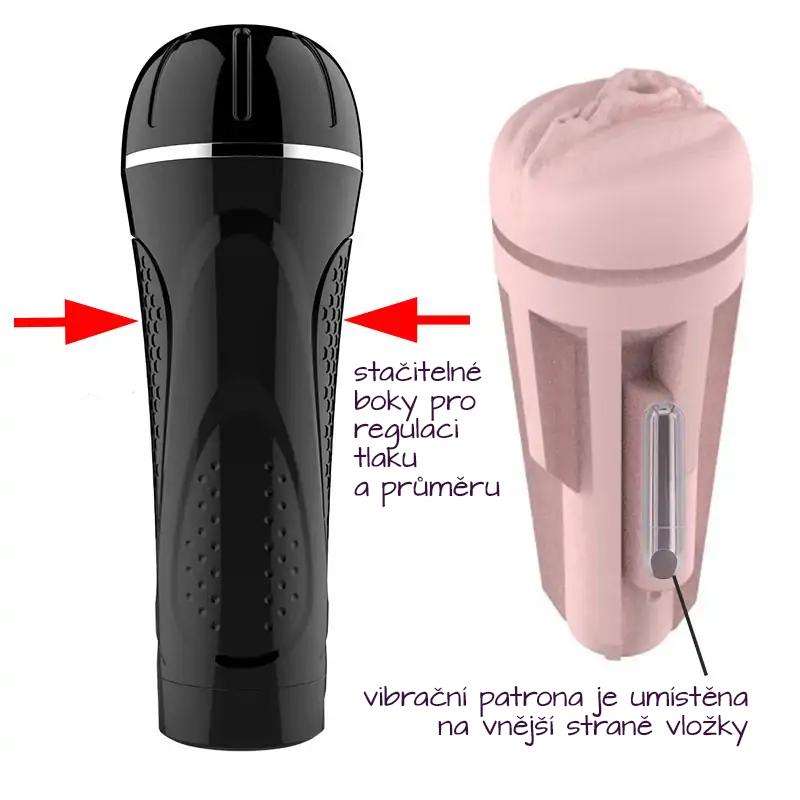 BOOM Sabrina vibrační masturbátor s nastavitelným průměrem