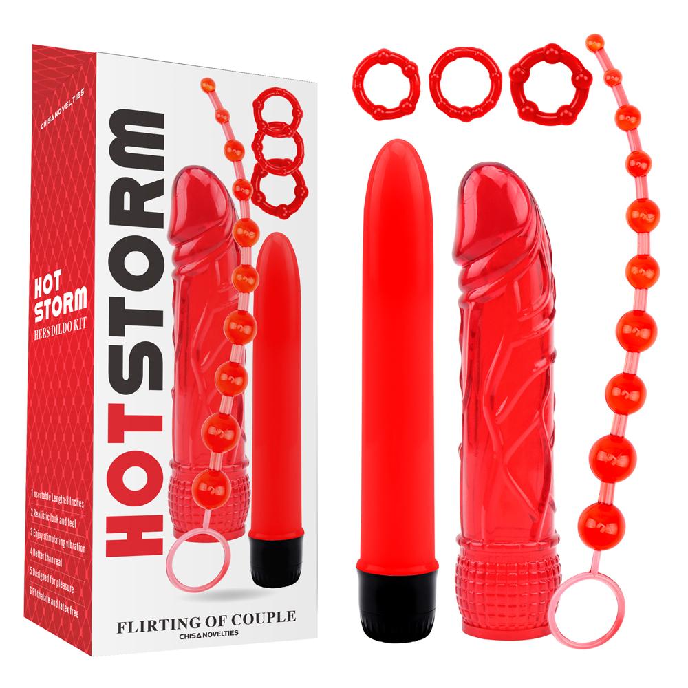 Hot Storm sada erotických pomůcek červená
