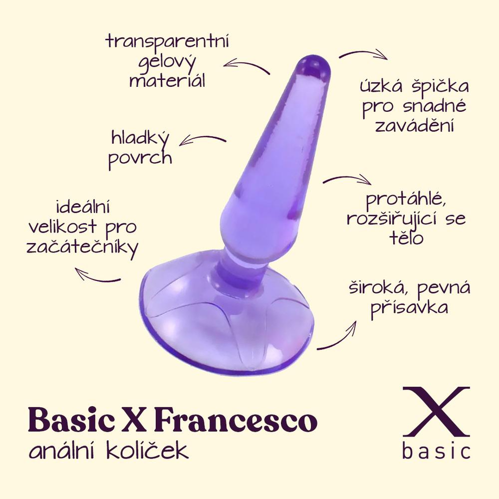 BASIC X Francesco anální kolíček s přísavkou fialový - Image 2