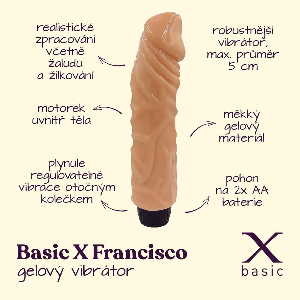 BASIC X Francisco realistický gelový vibrátor tělový - Image 2