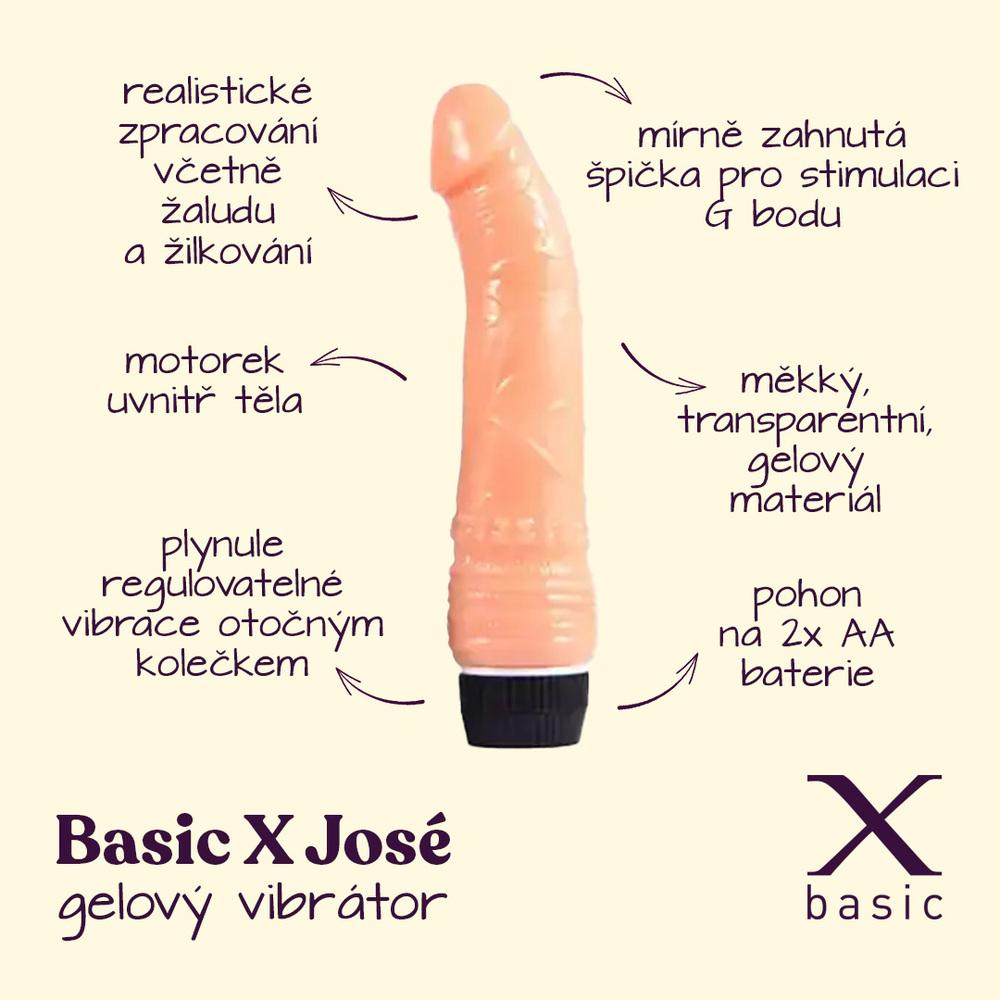 BASIC X José realistický gelový vibrátor tělový - Image 2