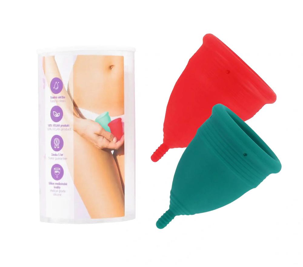 IntimFitness menstruační kalíšky sada zelený 25 ml + červený 30 ml
