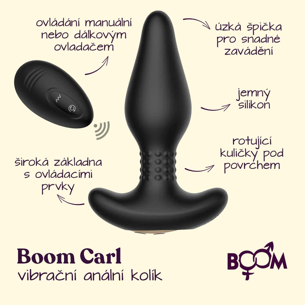 BOOM Carl vibrační anální kolík na  dálkové ovládání černý - Image 2